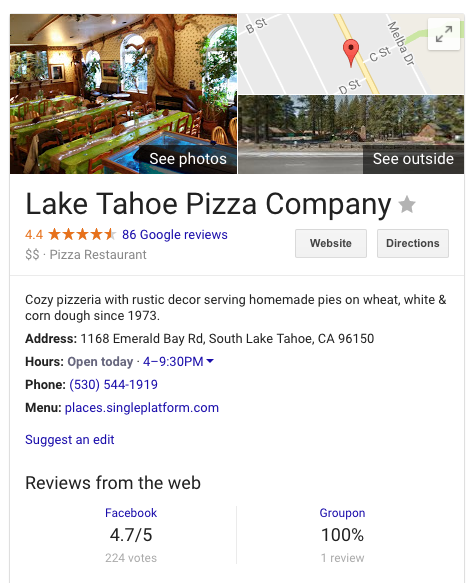 google listing sample